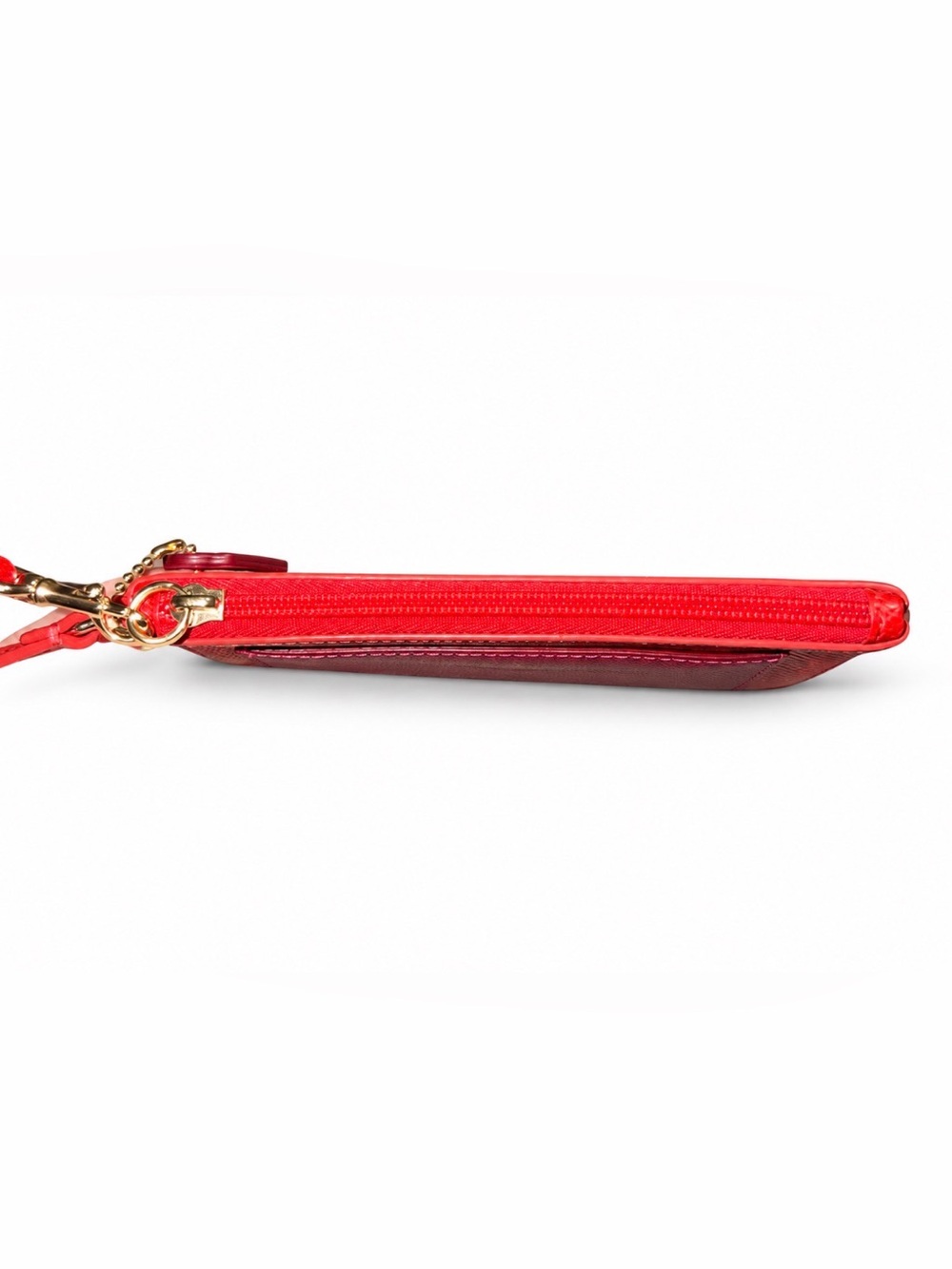 Coach F53142 Red Pink Colorblock Crossgrain Leather Wristlet Gold Hardware - Picture 4 of 9